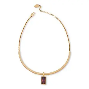 MarlaWynne 14-1/2" CZ Bar Dangle Collar Necklace