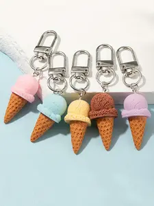 5/20pcs Adorable Ice Cream Cone Keychains - Colorful Resin Charms for Keys, Cameras, and Phones - Perfect Summer Accessories & Gifts, Cute Keychain Accessories, Keychain Set
