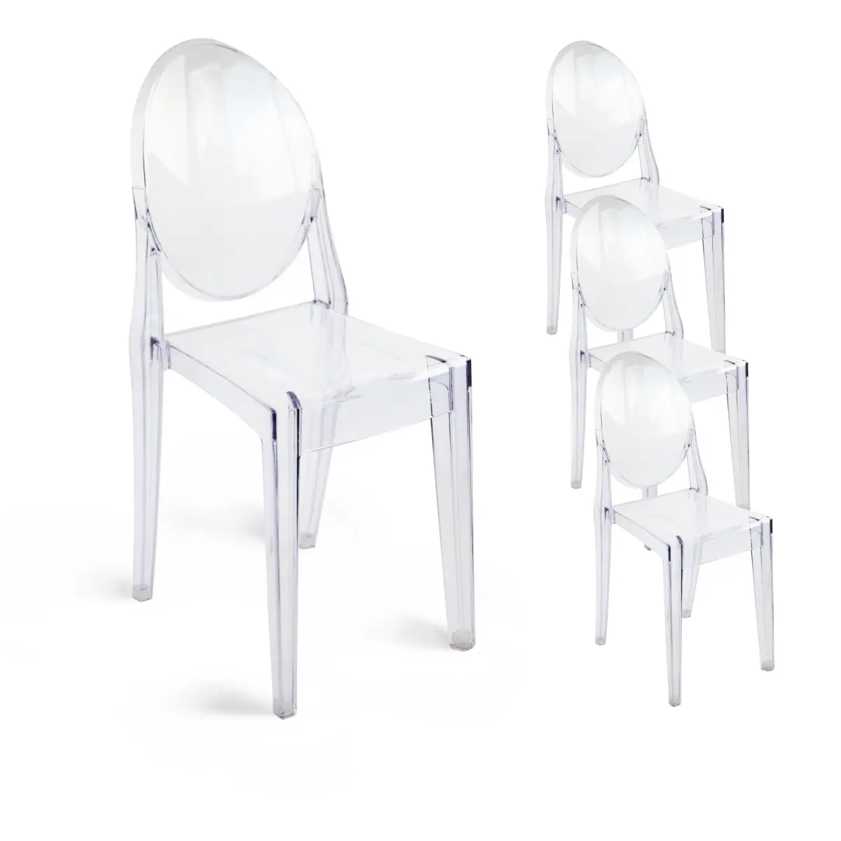 FOH Set of 4 Modern Armchair Lounge Arm Smoke Ghost Chairs,for Events, Banquets