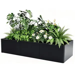 Large Rectangular Raised Garden Bed Planter Box Spacious Rectangular Raised– Heavy Duty Steel,  With or Without Bottom, Ideal for Patios and Outdoor Planting, Versatile Garden Container