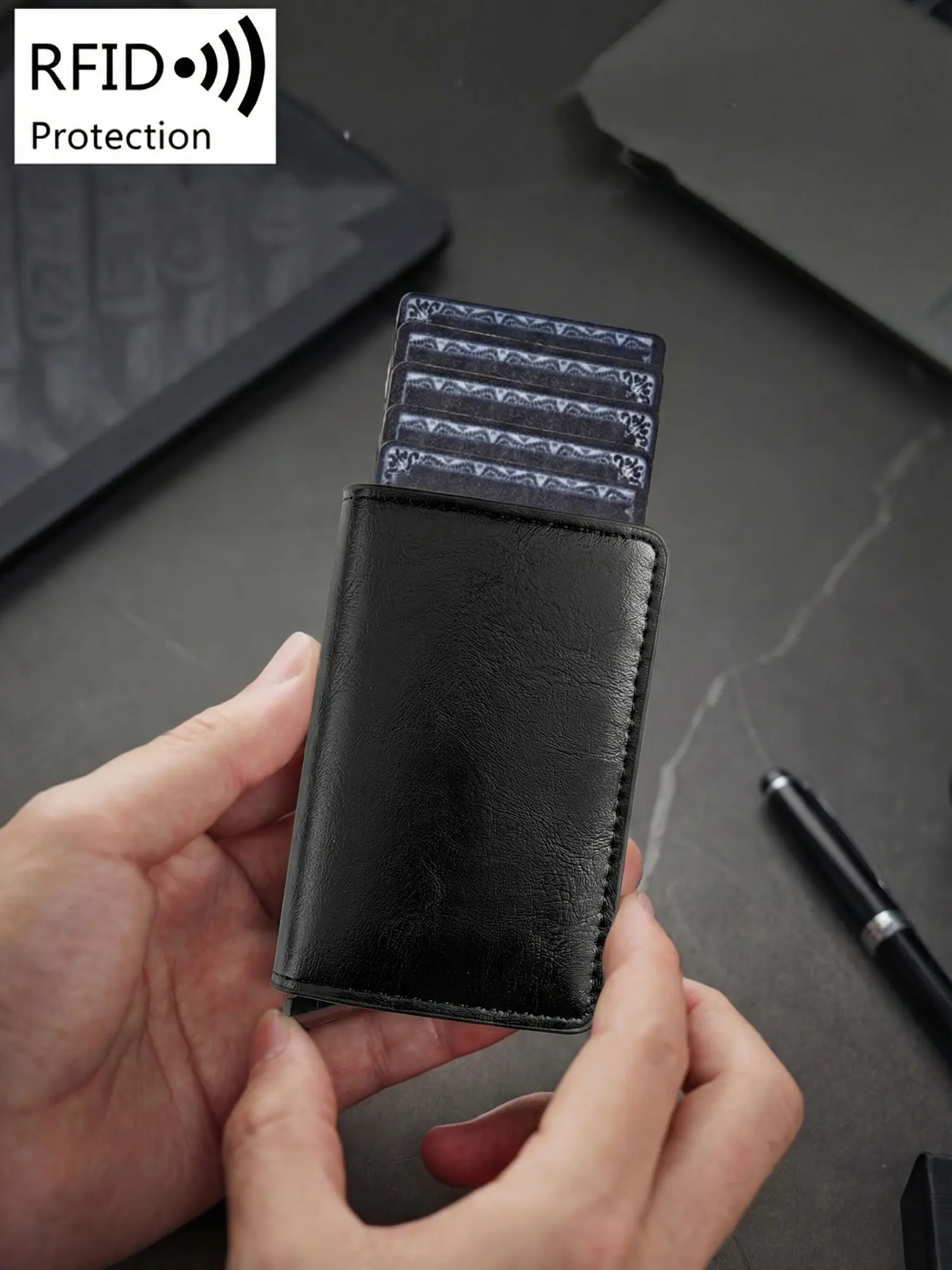 Men's Ultra-Thin Wallet, Rfid Shielded Aluminum Credit Card Holder, Business Style, All Seasons, Ideal Gift, Lightweight Design，Suitable for Thanksgiving, Christmas, and Valentine's Day,