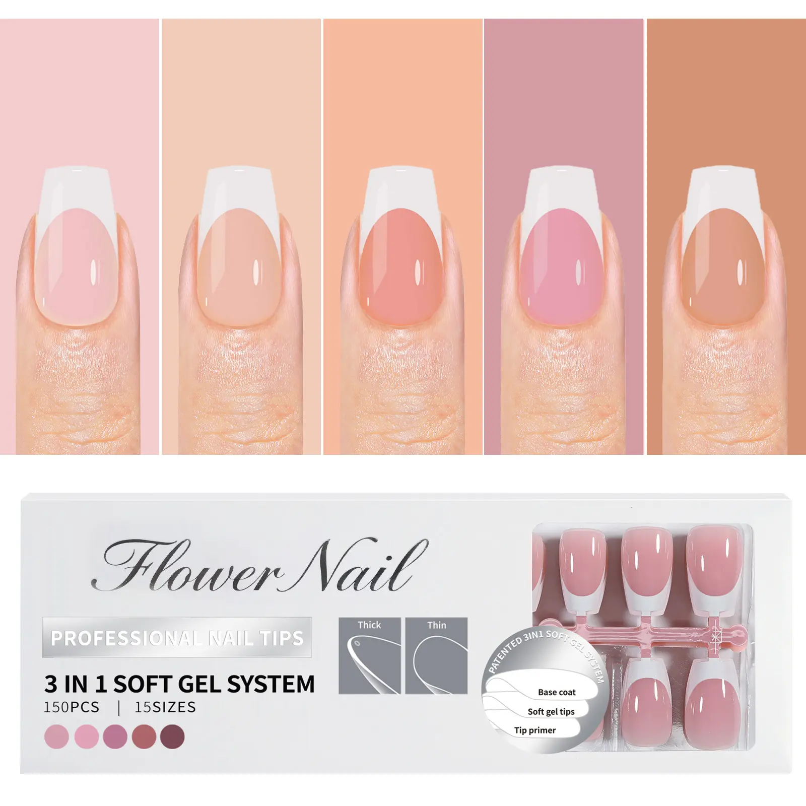 Minimal Micro French Wearable Nails Nude Base White Tips Easy To Apply For Women