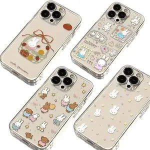 Kawaii Miffy Rabbit Phone Case Transparent for iPhone X, 11, 12, 13, 14, 15 & more – SS Galaxy S21 to S25 Ultra, Plus with Suction
