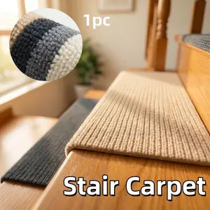 1Pc 20CmX100Cm Stair Carpet For Indoor Steps, Self Adhesive Stair Treads Removable And Washable Runners Stair Tread, Floor Pads Adhesive - Free Reusable