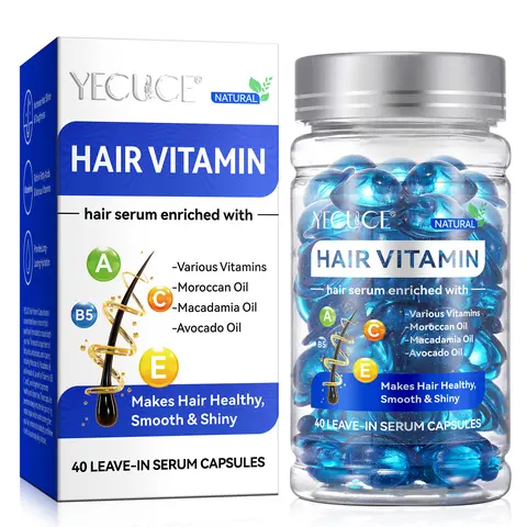 YECUCE No-Rinse Hair Vitamin Oil Treatment - Argan, Macadamia, Avocado Oils, Vitamins A,C,E,Pro B5 - Strengthening Natural Hair Care Products for Women & Men (40PCS), Hair Oil Treatment sohochic, Strengthening Hair