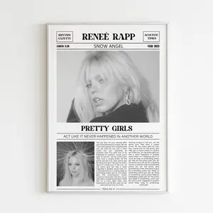 Renee Rapp Retro Newspaper Print / Pretty Girls Poster No Frame / Lyrics Print / Snow Angel Poster / Renee Rapp Merch / Music Gift