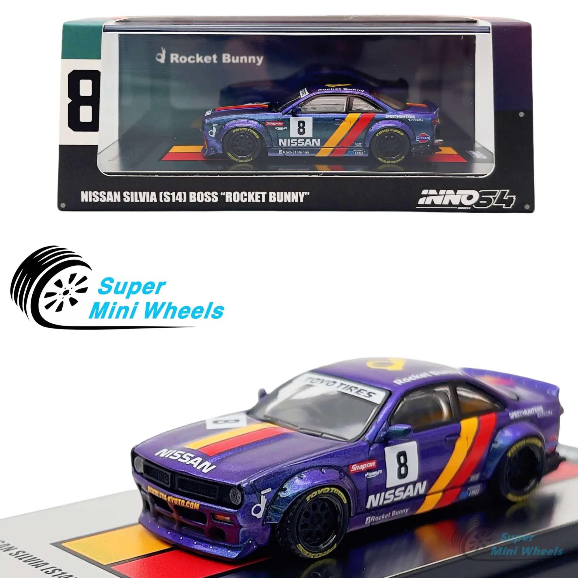 INNO64 1:64 Nissan Silvia S14 BOSS “Rocket Bunny” #8 Purple