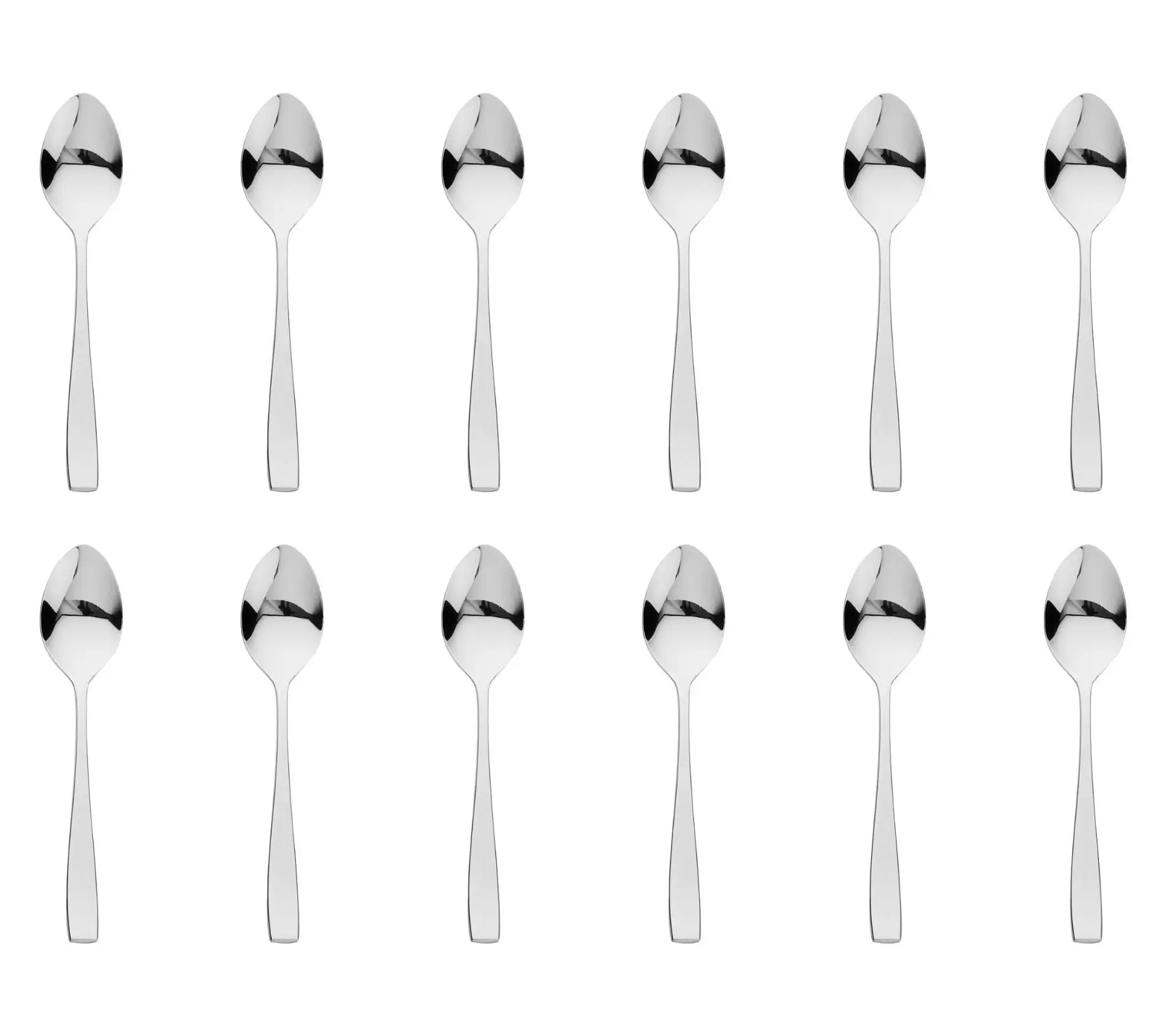 Godinger Set of 12 Chisel Mirrored 18/0 SS Teaspoons