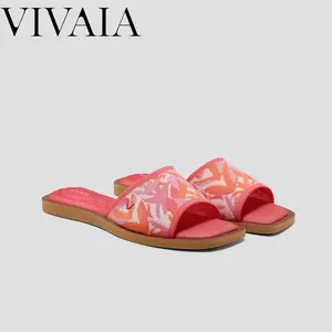 VIVAIA Pillow Top Slide Sandals, Minimalist Single-Strap Square-Toe Slides with 8mm Padded Comfort, Lightweight Everyday Sandals, Breathable Soft Knit Slides (Manuella)