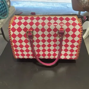 LARGE Speedy Bag Pink/White Checkered Pattern for Women