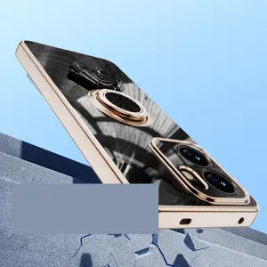 For OPPO Reno13A Japan Version 6D Astronaut Electroplated Ring Stand Phone Case HNTKR-0165