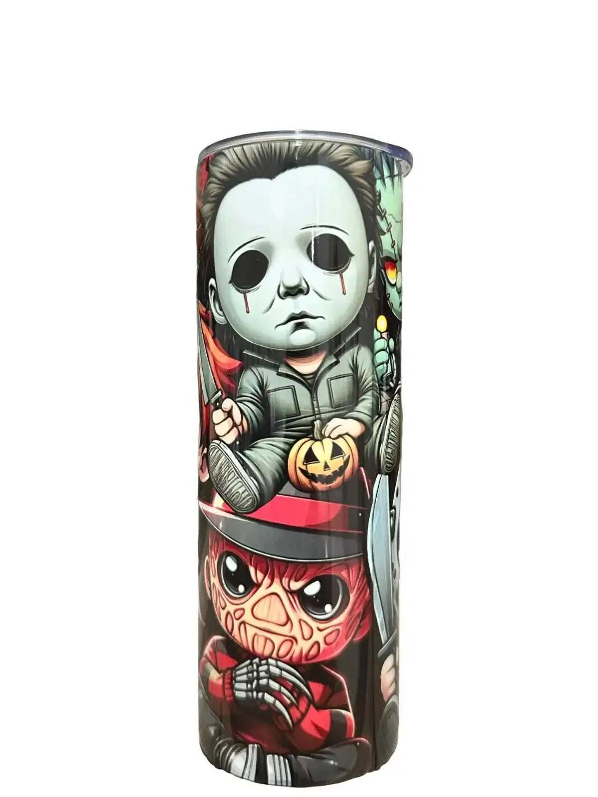 Fun Size Horror - 20oz oz 20 oz. 20oz. - Skinny Straight Sublimation Tumbler - Amy's Tumbler Junkies - Your Favorite Tumbler Shop!