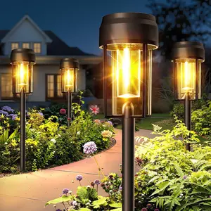 Nupostai Upgrade Solar Pathway Lights, Brighter Outdoor Garden Lights with Larger Solar Panel, Auto ON/OFF, 3000K Waterproof Outdoor Lights for Patio, Yard, Backyard, Landscape, Path, Walkway, Driveway, Sidewalk, Lawn, Halloween, Christmas Decoration