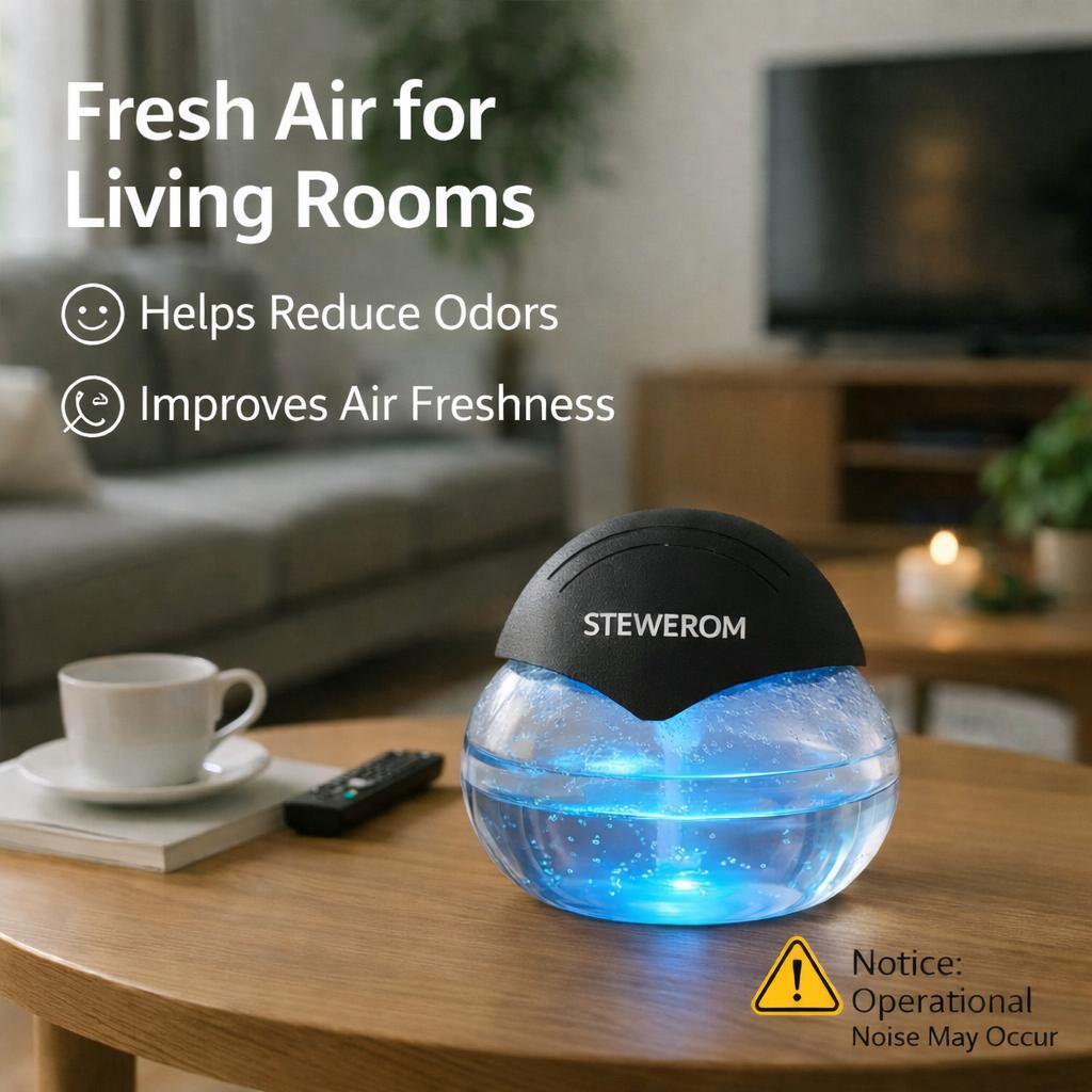 Stewerom Water-Based Air Purifier & Air Washer, Essential Oil-Free Air Freshener with 7-Color LED Mood Light for Home, Office & Room, Air Revitalizer Diffuser