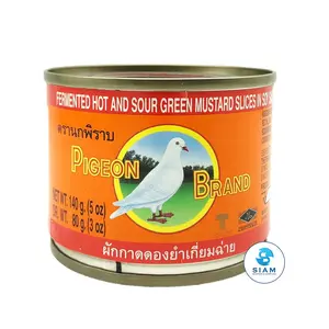 Pigeon Fermented Hot and Sour Green Mustard Slices in Soy Sauce (Drain Wt 3 oz - Net Wt 5 oz) ผักกาดดองยำเกี่ยมฉ่าย ตรานกพิราบ