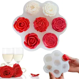 1pc Silicone Rose Flower Candle Wax Melt Molds, 7 Cavity Resin Casting Mold for DIY Soap Making Candle Mold Aromatherapy Crafts