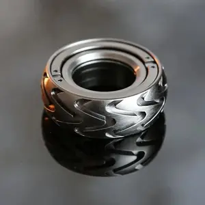 Stainless Steel Fidget Slider Ring, 1pc Infinity Rotatable EDC Tool with Textured Grip, Relax Fidget Toy for Adults