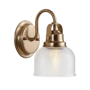 5.75" LED 1-Light Metal/Glass Virginia Pendent Brass/Gold - JONATHAN Y: Bathroom Fixture, ETL Listed