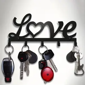 Wall-Mounted Storage Rack - Floating Key Holder | Metal Wall Hanging Rack for Keys | Sticky or Punching Installation Options