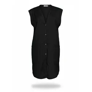 StylistWear Women's Unisex Fit Snap Front Sleeveless Long Vest - Loose Fit, Basic Plain Design, Functional Pockets for Workwear Uniforms & Special Clothing