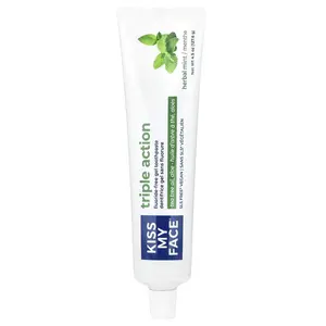 Kiss My Face Triple Action Fluoride-Free Gel Toothpaste, Herbal Mint, 4.5 oz (127.6 g)