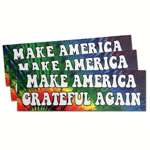 (3Pcs) Make America Grateful Again Vinyl Bumper Sticker - Peace Love Hippie Tie Dyed MAGA