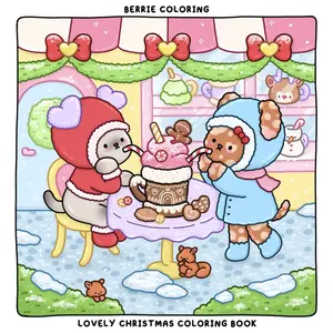 Berrie Coloring Lovely Christmas: Cute and Cozy Coloring Book for Adults & Kids Featuring Easy to Color Animal Illustrations and Christmas Scenes