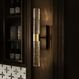 Crystal Battery Operated Wall Sconce, Black and Gold Rechargeable Wireless Wall Light Fixtures with Remote Control, 3CCT and 12 RGB Dimmable Wall Sconces Lamp for Bedroom Living Room Hallway