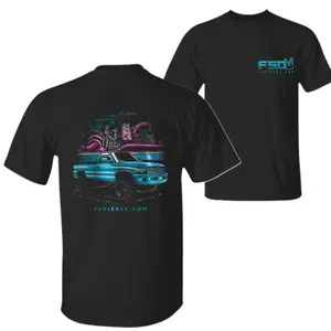 Diesel Truck T-Shirt, Blue Lifted Truck Purple Engine Graphic T-Shirt, Diesel Performance Truck Enthusiast T-Shirt, Gift for Truck Lovers & Mechanics