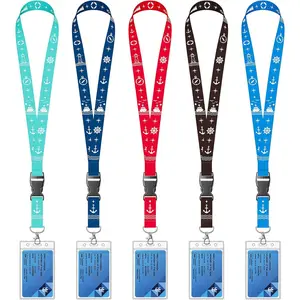 Cruise Lanyard for Ship Cards, 5 Pack Cruise Ship Lanyards with Waterproof ID Badge Holders & Detachable Buckle, Cruise Essentials 2026 for Carnival, Royal Caribbean, MSC, NCL