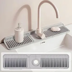 24 inch Kitchen Silicone Sink Faucet Mat, Upgraded Sink Protection Drain Mat,Silicone Faucet Handle Drip Collector,Faucet Splash Mat,Dry Stone Sink Tray,Sink Protector