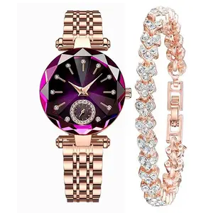 Women's TikTok Viral Luxury Quartz Watch with Round Dial - 2-in-1 Watch & Bracelet, Water-Resistant, Scratch-Resistant, Adjustable Fashion Strap, Popular Collectible Jewelry, Full Metal Touchscreen Racing Sport Design