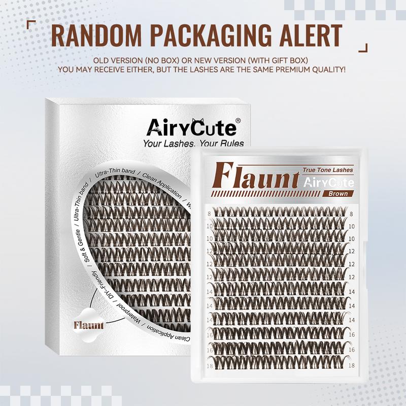 AiryCute Trending Brown Lash Collection | Dark & Light Brown Velure Flaunt | Flawless for Fair/Dark Hair | Reusable, Lightweight & amazing brown Flora Brown Venus Natural Daily, Volumn Style | Beginner-Friendly | DIY Lashes