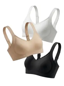SoFlace Women’s Wireless Jelly Minimizer Push-Up Bra - Full Coverage, Seamless T-Shirt Bra, No-Dig Anti-Chafe Breathe Auto-Adjusting Comfort, Everyday & Light Sports Use, Minimizer Bra, Push Up Bras For Women