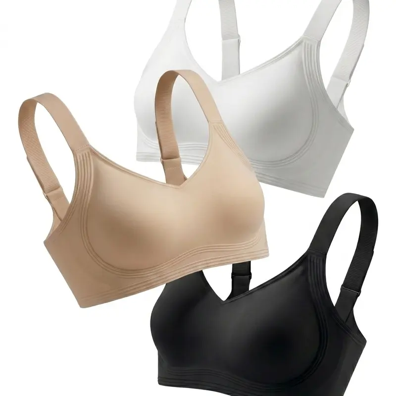 SoFlace Women’s Jelly Bra - Seamless Wireless Minimizer T-Shirt Bra, Full Coverage, Anti-Chafe, No-Dig Comfort, Tie Back Support for Everyday & Light Sports Use