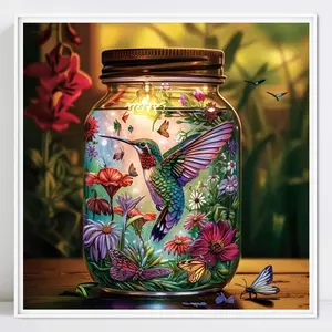 Hummingbird Pattern Diamond Arts Colorful Painting Kit without Frame, 5D Colorful Diamond Art Crafts Kit, DIY Wall Art Decoration for Gifts, Diamond Painting Kits