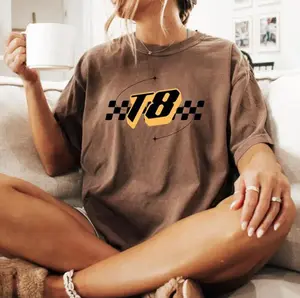 #Tateeee McR T8 Y2K Checkered Graphic Tee, Oversized Shirt, Vintage Concert Streetwear Aesthetic, Short Sleeve Crew Neck T-Shir, Fitted, Pull On