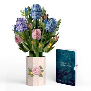 Hydrangea Birthday Bouquet and Aquarius  Zodiac Sentiment Set