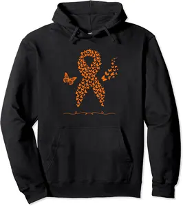 Multiple Sclerosis Awareness MS Boho Butterfly Orange Pullover Hoodie - Janessaho Shop 30B0BYKHC8T8