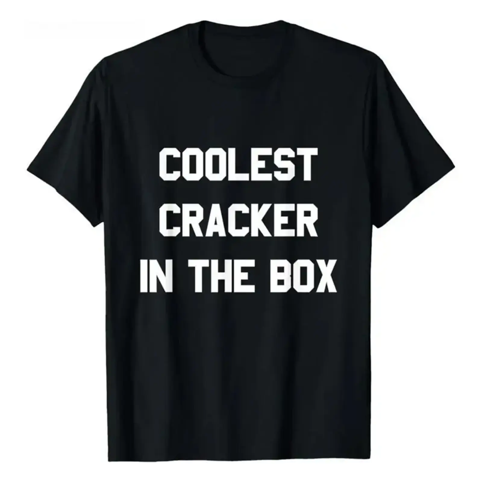 Funny Coolest Cracker In The Box Bold Text Graphic Print T-Shirt,Premium Soft Cotton Unisex Crew Neck Short Sleeve