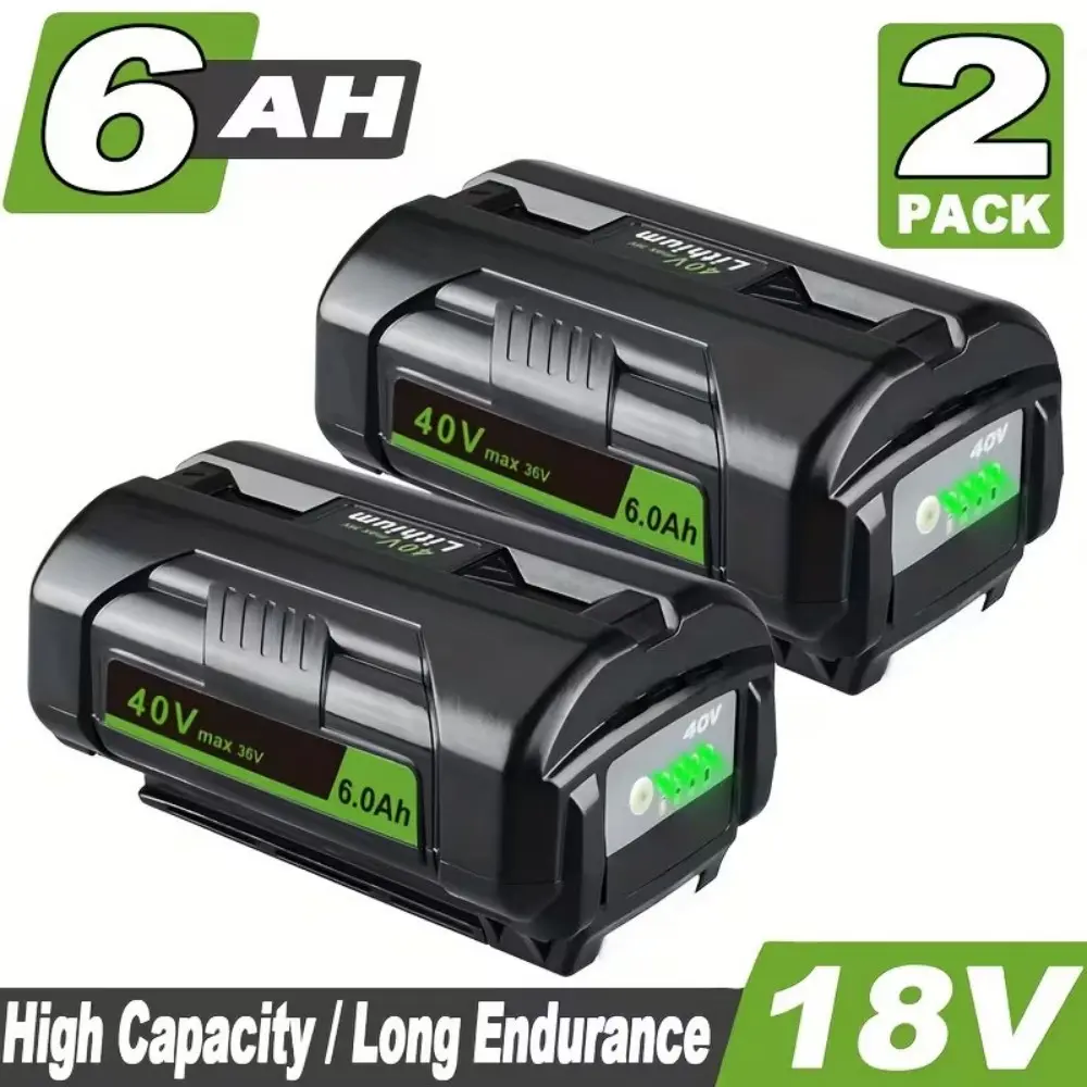 2/1 Pack OP4040 6.0Ah Lithium Battery Replacement for Ryobi 40V Battery OP4026 OP40601 OP4050 Compatible with RYOBI 40V Cordless Power Tools