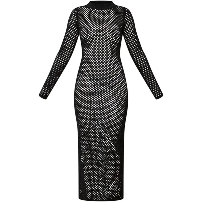 plt black long sleeve dress Black Long Sleeve Lace Wrap Detail Maxi Dress
