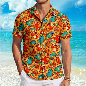 Hawaiian Shirt for Men, Crocodile Rock Poke mon Hawaiian Shirt Cool Summer Anime Vibes for Men & Fans, Men's Collared Clothes for Beach Vacation, #menwear #shortsleeve #hawaiianshirt