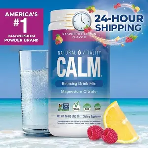 Natural Vitality CALM Magnesium Powder, Raspberry Lemon 16oz - Stress Relief Drink Mix ️ 24-HR FAST SHIP