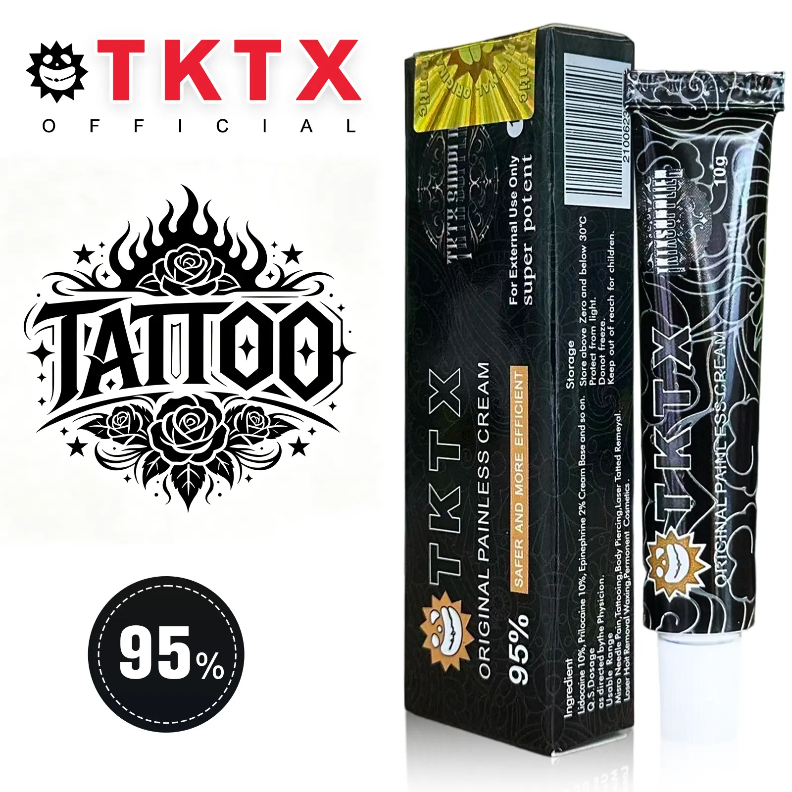 Major Upgrade: 40%95% Strength! TKTX 95% Fast-Acting Numbing Cream contains lidocaine & professional anesthetics. Stay focused through tattoos & beauty procedures — soothing, calming, long-lasting numbing with gentle skincare benefits.