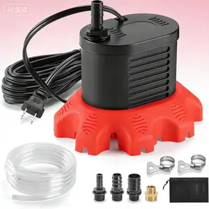 850 GPH Water Pump for Draining Pools, Above Ground Pool Cover Pumps with 20 FT Drain Hose and 25 FT Power Cord, Includes 4 Hose Adapters for Pool Covers, Ponds, Tubs, and Spas, Submersible Drainage Pump