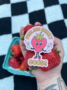 Feeling Berry Good Retro Strawberry Sticker