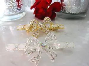 Bow shaped crystal hair barrette  clip bridal clip bridal barrette