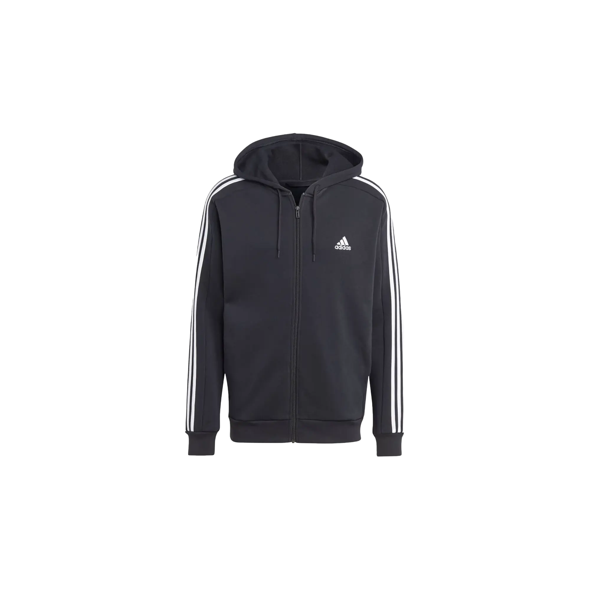 Essentials Fleece 3 Stripes Full-Zip Hoodie "Black" ib4029
