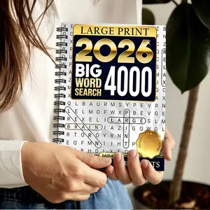 8.3*5.5 Inch Spiral Notebook, Word Puzzle Art Activity Book, Adult Stress Relief Journal, Perfect Relaxing Gift for Adults